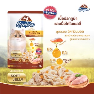 KNV เนื้อปลาทูน่าและเนื้อไก่ในเยลลี่